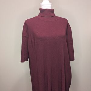 Anne Klein Turtle Neck Top Half Sleeves 2X Chianti MSRP $79 Blouse‎